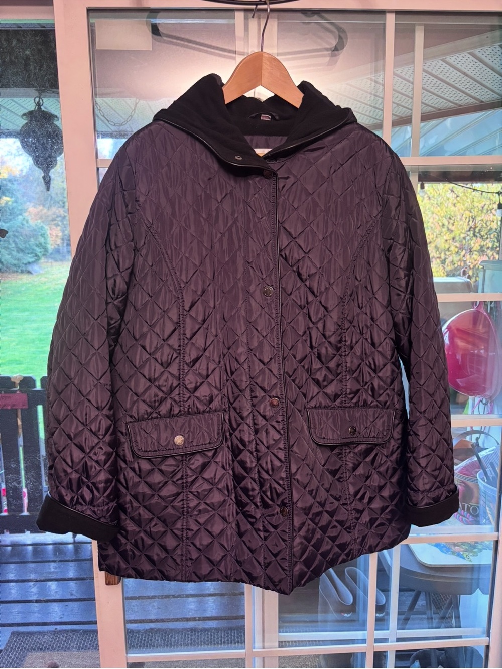 Alia Quilted Hooded Utility Jacket in purple